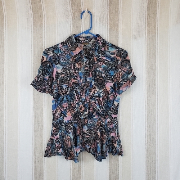 Rebecca Minkoff‎ 100% Silk Blouse Paisley Size 0 - Picture 1 of 11